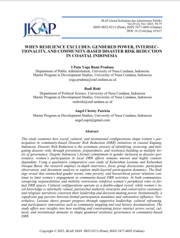 JKAP (Jurnal Kebijakan dan Administrasi Publik)